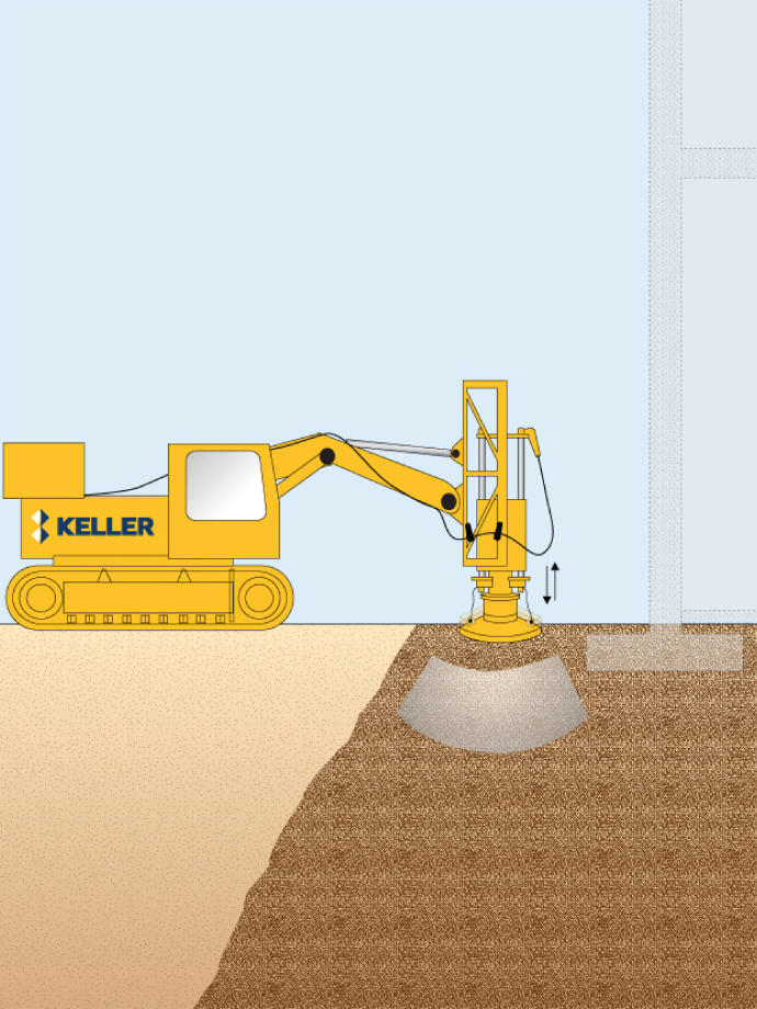 Keller rig performing rapid impact compaction